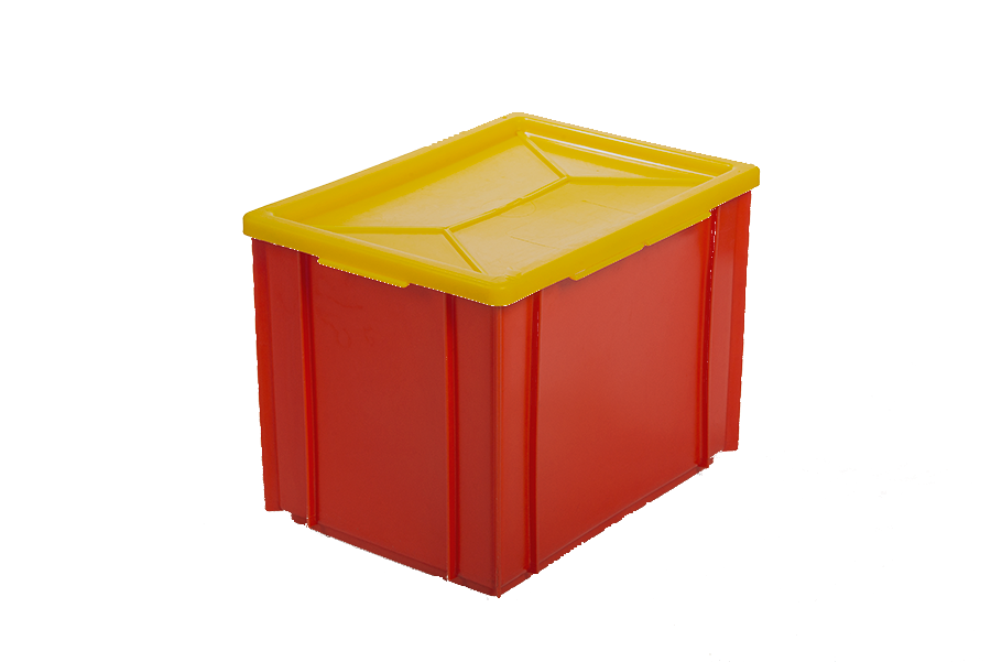 Plastic case - 600 x 400 x H 135 mm - Black - Stacking bin with lid and case  handle - Transoplastshop / Hulkenbergshop